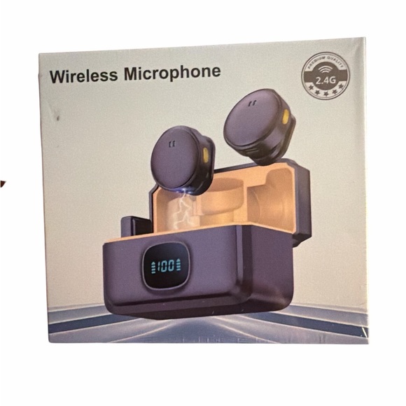 Other - 2.4G Wireless Microphone with Charging Case - Black